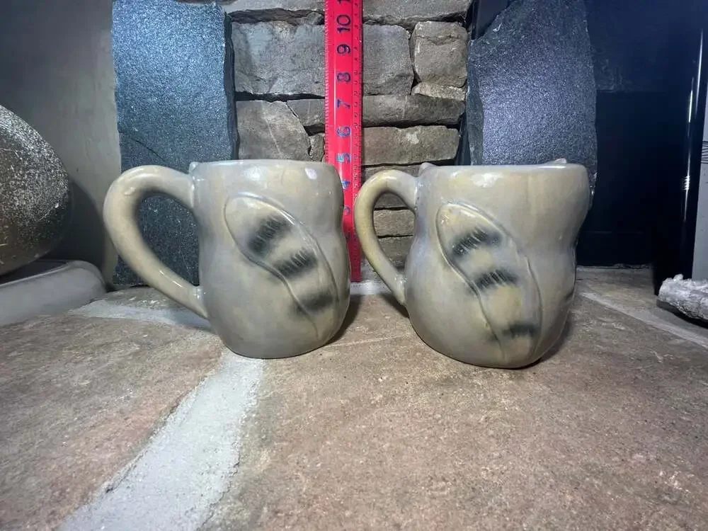 Raccoon coffee cups set of 2 adorable! Read